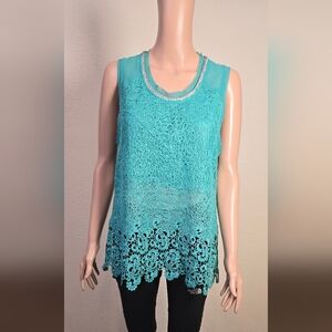 Miss Me peace & harmony lace tank top blouse Sz Small